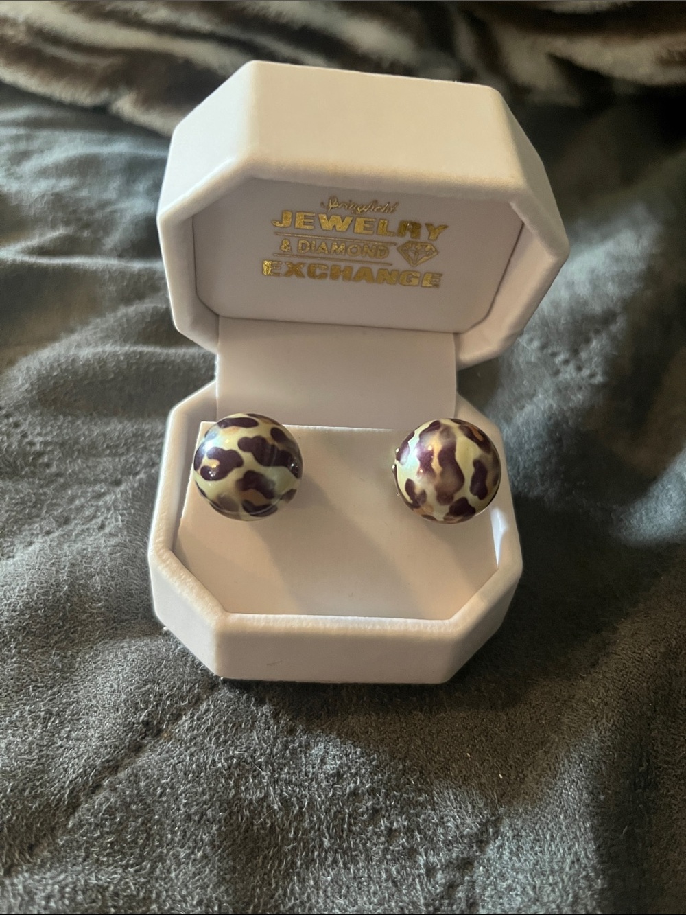Betsey Johnson Leopard Print Ball Stud Earrings